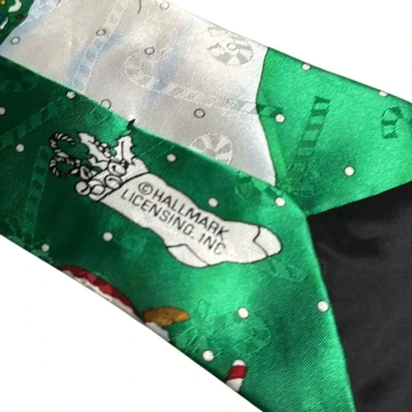 Hallmark Yule Tie Greetings Santa Reindeer Golfing Ugly Christmas Holiday Tie - Picture 5 of 5
